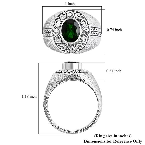 NEW Chrome Diopside Hammer with Tulang Naga Texture Ring in Sterling Silver S6 - Picture 3 of 3